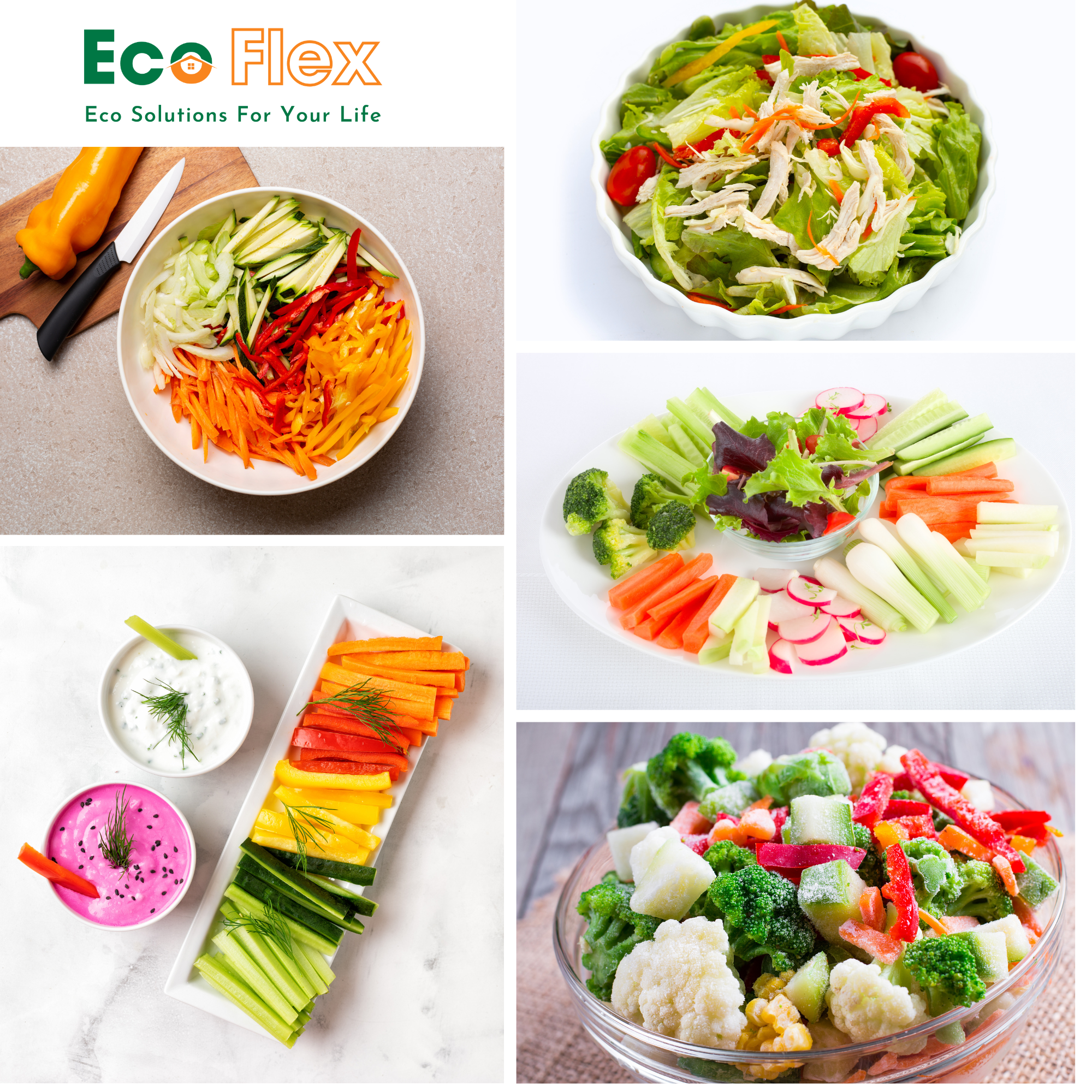 After using the Ecoflex slicer, the vegetables are quickly and beautifully sliced, ready to use